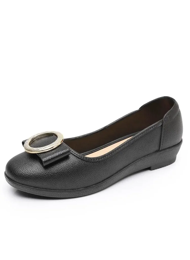 zapatos de mujer women cute round toe black rubber anti skid flat loafers lady casual comfort hotel work office shoes ha08 image 4