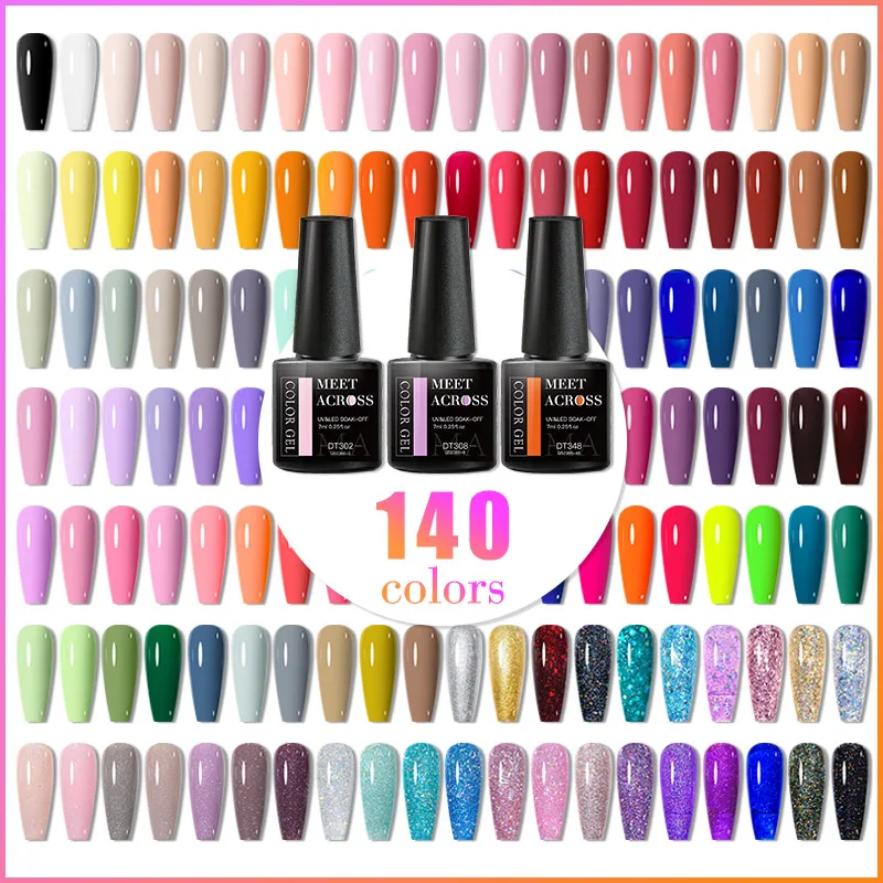 Incontra attraverso 140/9 pezzi Set di smalti per unghie in Gel glitterato Semi permanente ibrido Soak Off UV LED vernice kit di Nail Art per unghie