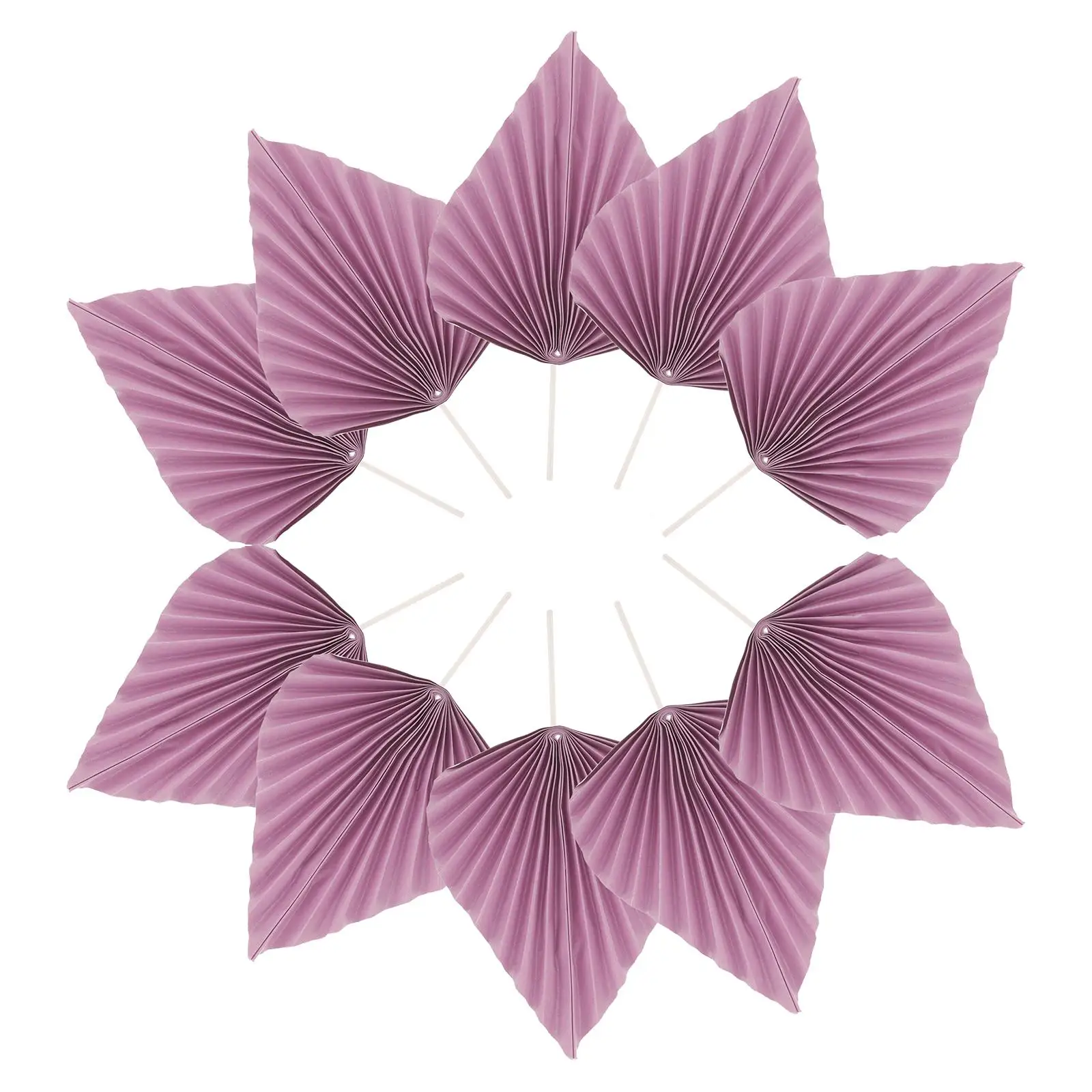 

10pcs Golden Palm Leaves Decorations for Cake Birthday Party Large Size Purple Color Folding Fans Wedding Accessories