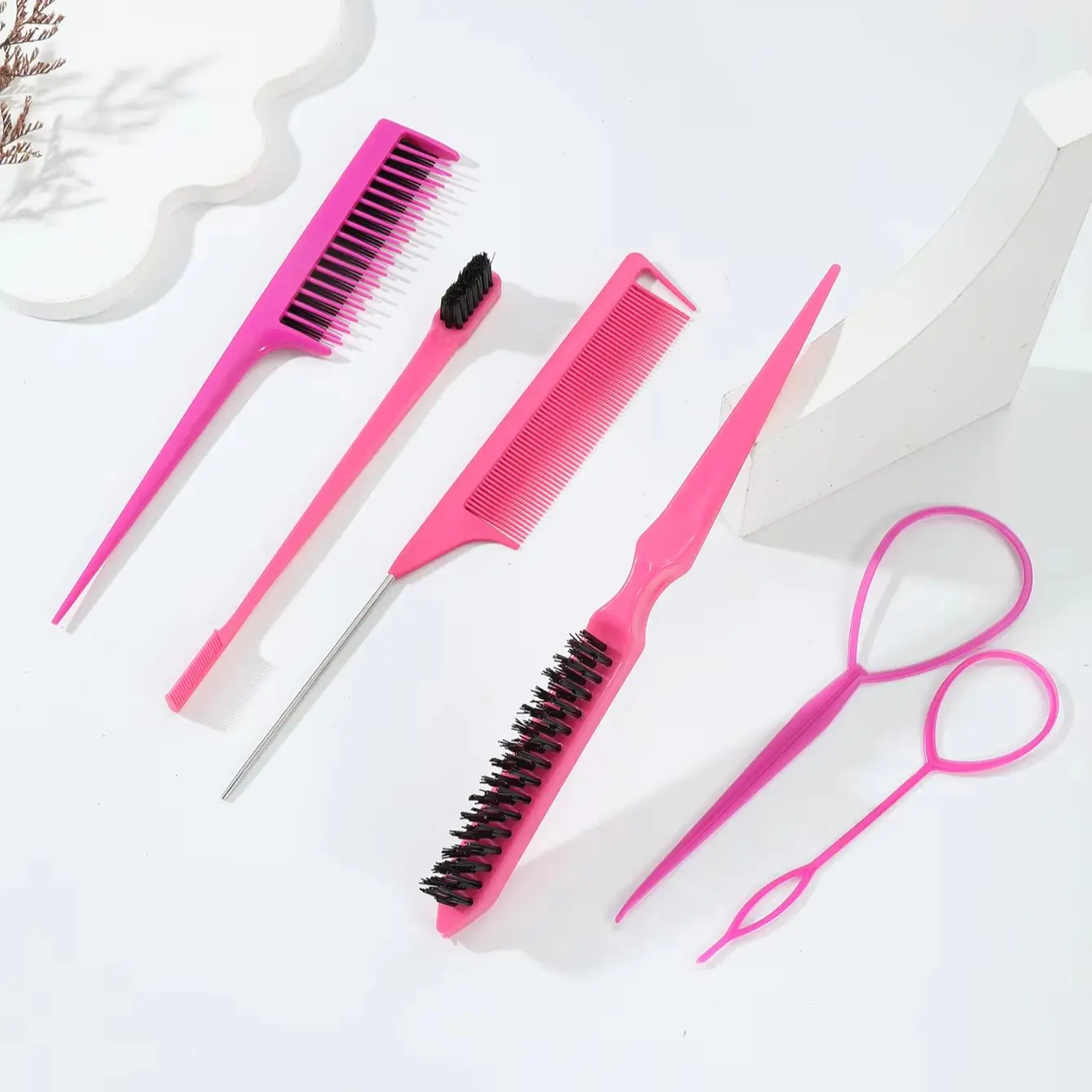 10 piece styling comb set teasing comb triple teasing comb mouse tail comb edge brushing hair tail tool weaving tool ring image 4