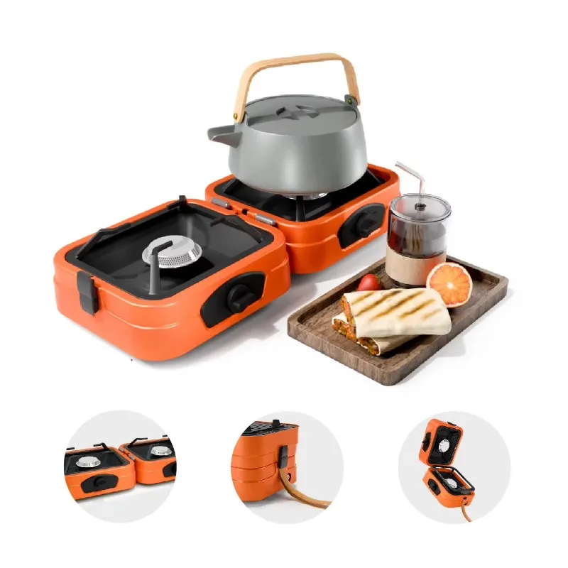 Portable outdoor folding barbecue grill for camping and campground cooking