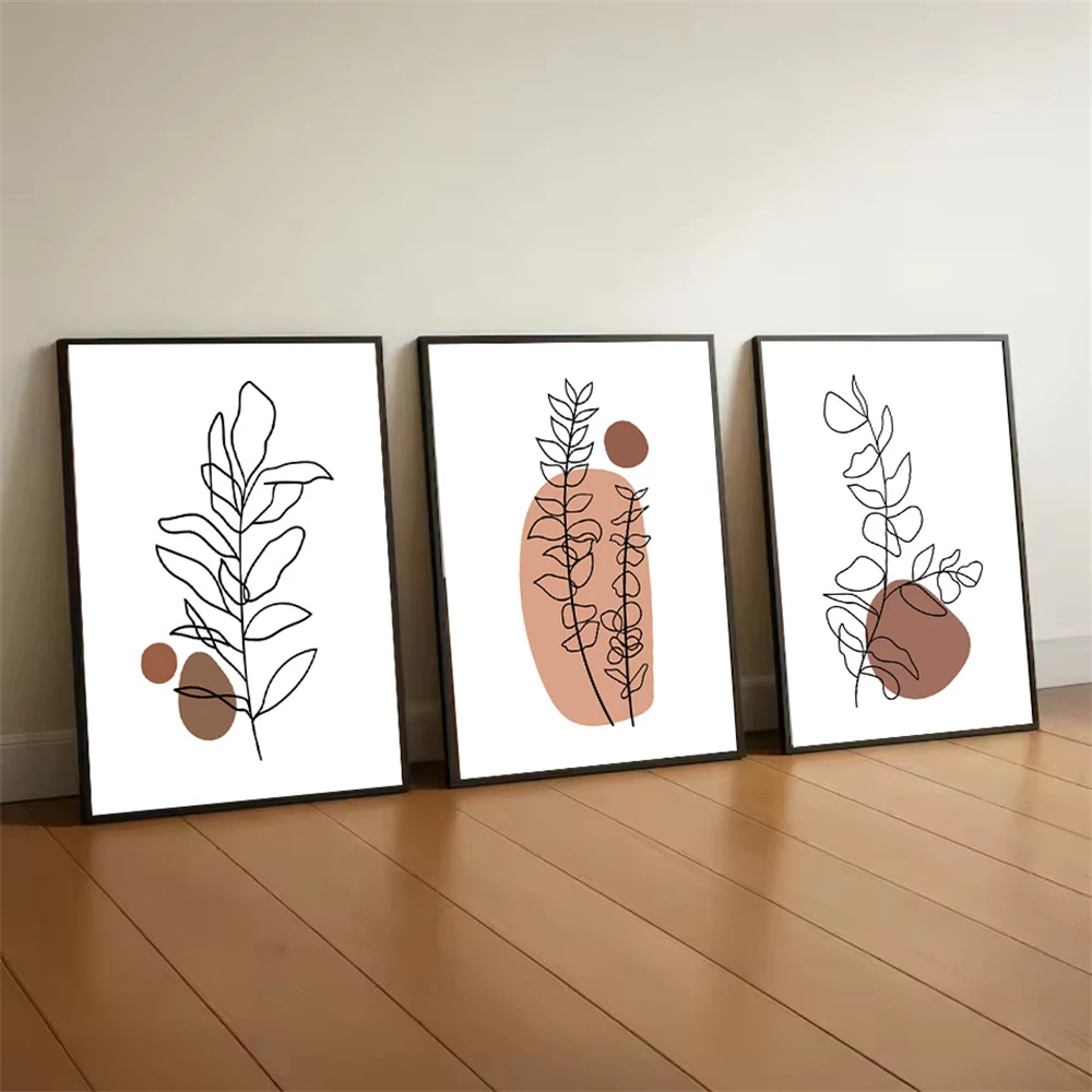 

Minimalist Line Botanical Art Canvas Poster Boho Abstract Plant Leaf Print Painting Modern Geometry Wall Pictures Bedroom Decor