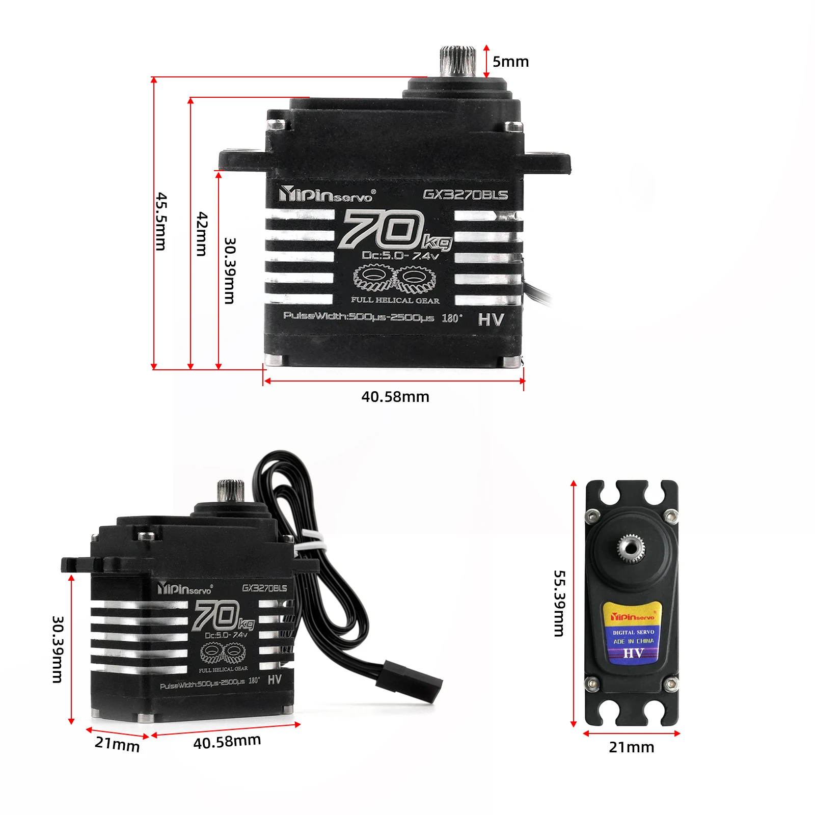 70kg digitale servo's groot koppel magnetisch inductie 8,4v borstelloze motor IP68 stalen spiraalvormige versnelling voor 1/8 1/10 afstandsbediening RC auto robot