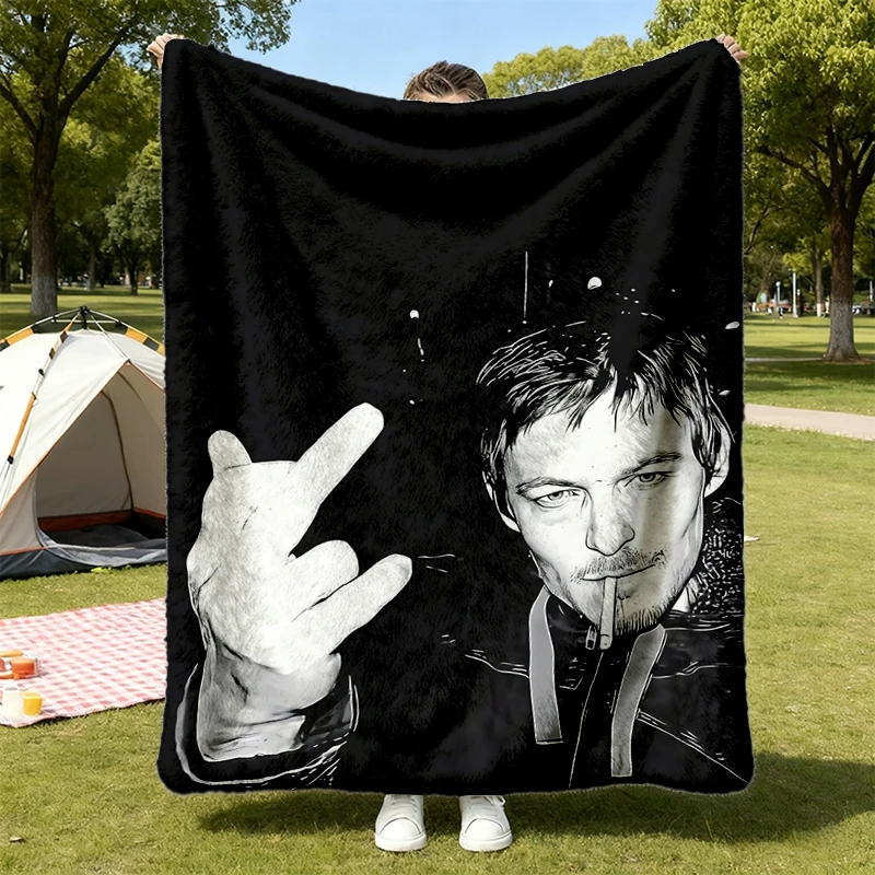 Daryl Dixon Warm Blanket, Norman Reedus Vintage Soft Blanket, The Walking Dead Middle Finger
