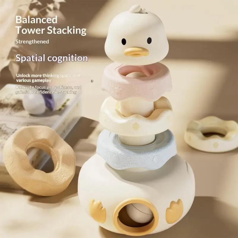 حلقات التراص للأطفال، لعبة برج تعليمية ممتعة وتفاعلية، حلقات ملونة للأطفال الصغار A2UB #1