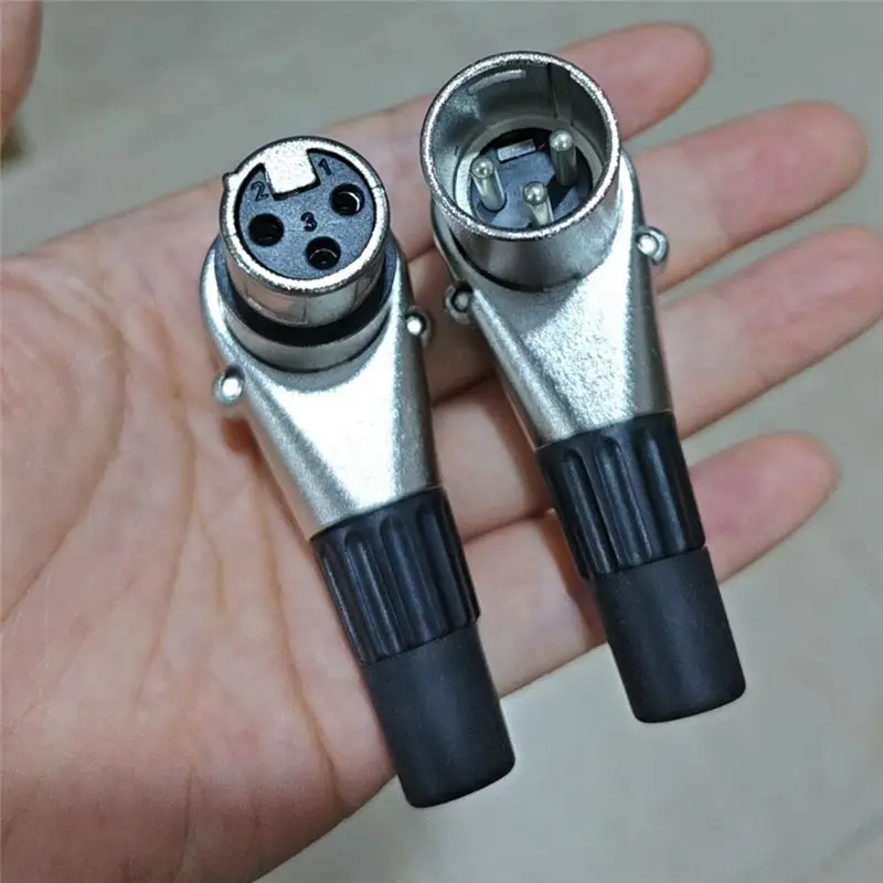 T23C 1Pair 3Pin Right Angle XLR Connector Male And Female XLR 3 Pin Micphone Plug Audio Cable Connector