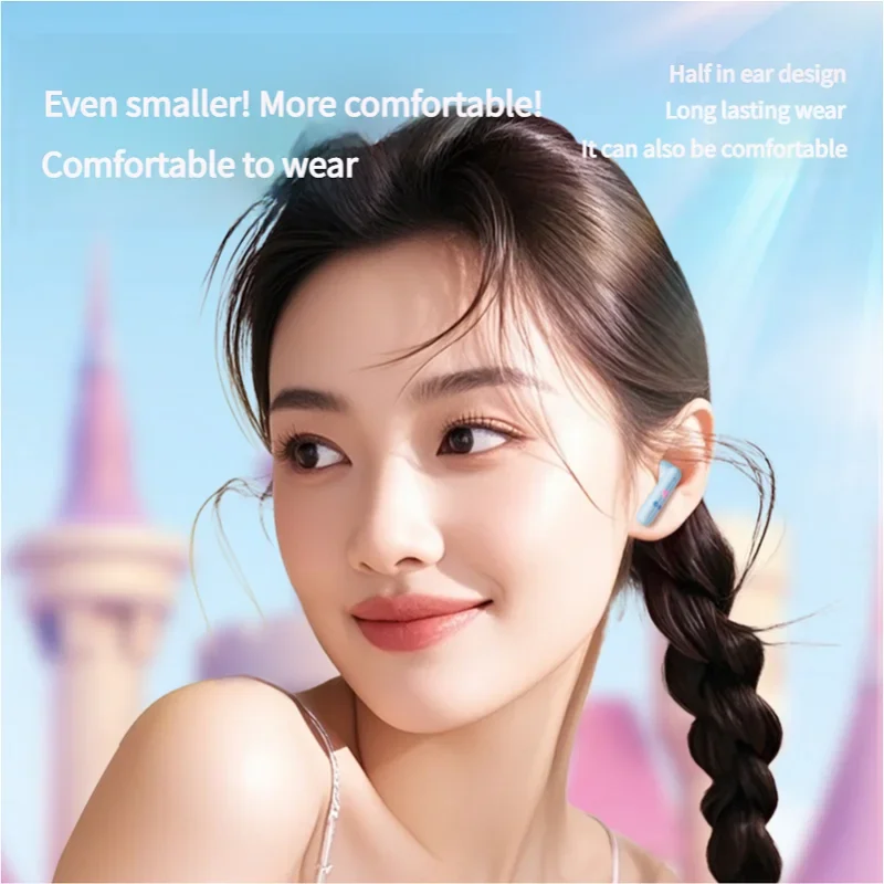 Disney Stitch Semi in-ear Noise Canceling Earbuds Wireless Bluetooth 5.4 Cartoon USB-C Earphones with Silicone Protective Cover