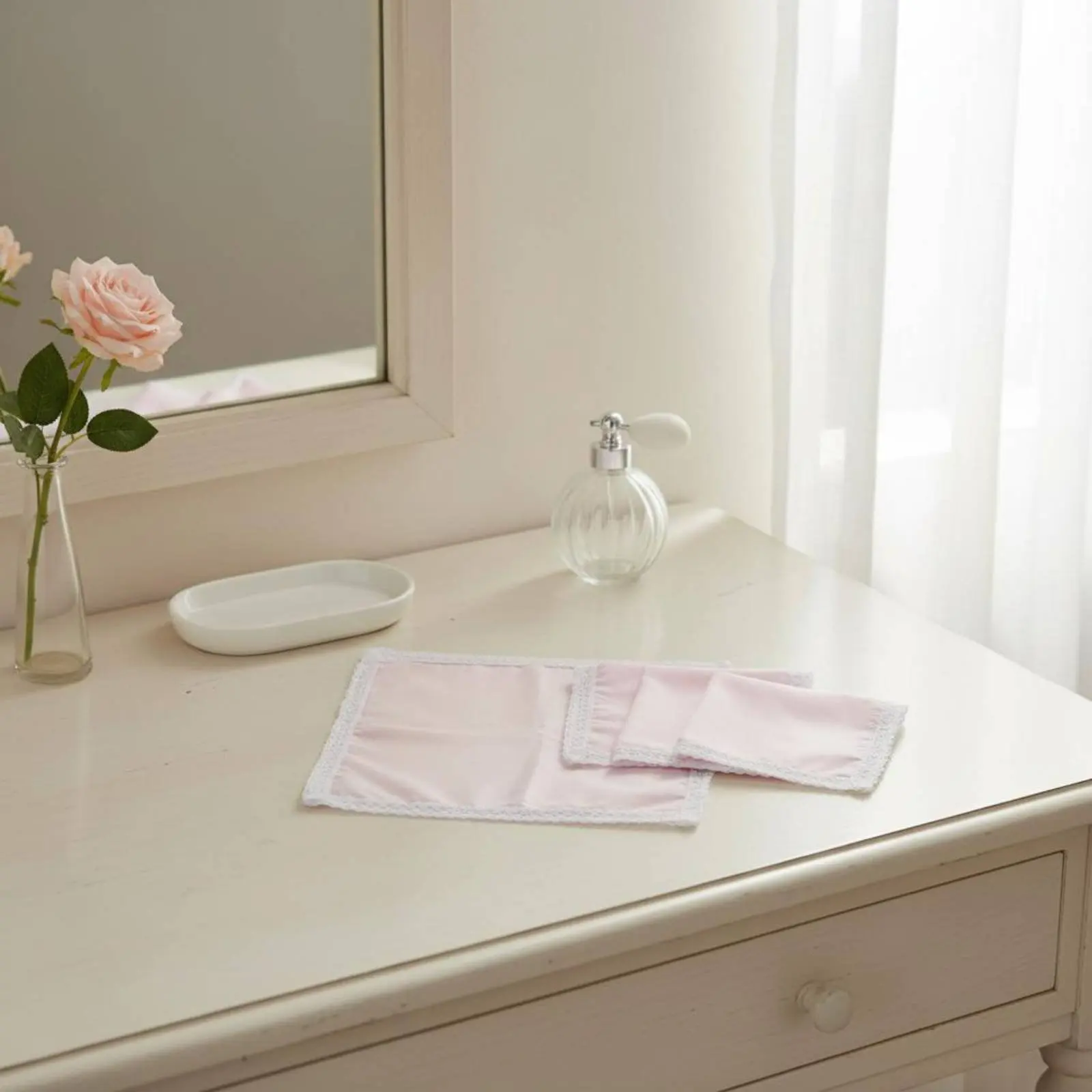6 Pieces 6 Piece Cotton Handkerchief Set Soft Lace Border Handkerchiefs Floral Embroidered Hankies Reusable Cloth Hankie