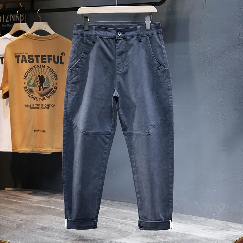 ماركة الخريف ملابس الرجال البضائع العمل السراويل 97% القطن بلون ارتداء الكورية الكاكي بناطيل كاجوال الذكور حجم كبير 38 40