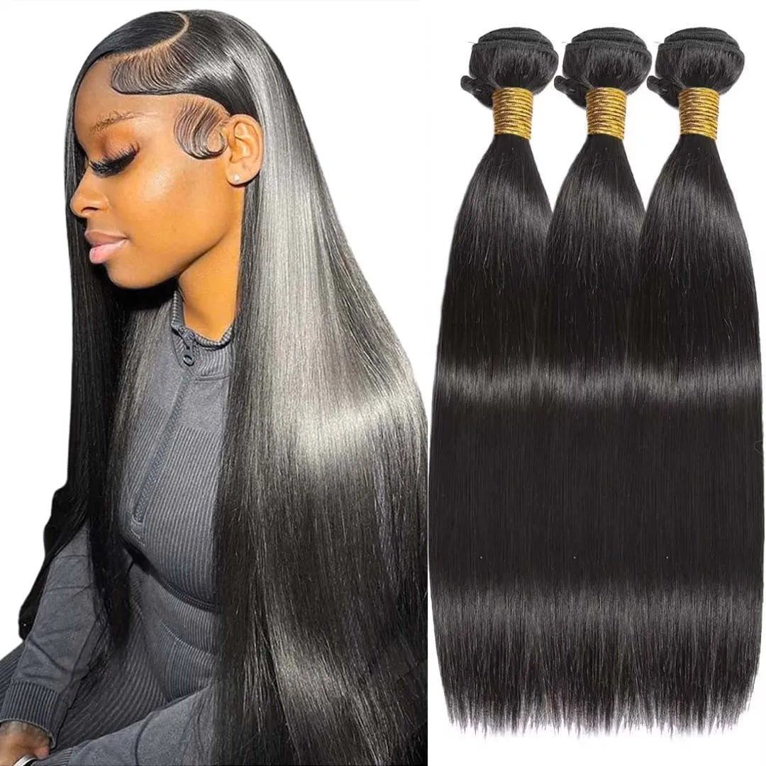 

Натуральные прямые волосы для наращивания, бразильские пучки, 1/3 шт., 100% натуральные человеческие волосы, натуральный цвет, для женщин