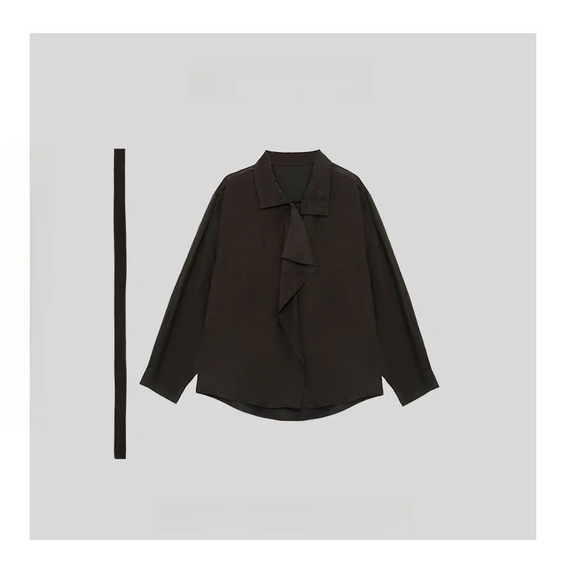 

Женская хлопковая блузка Ele Neadada с завязками на талии, воротником, длинными рукавами, французским кроем, приталенная, дышащая, модная