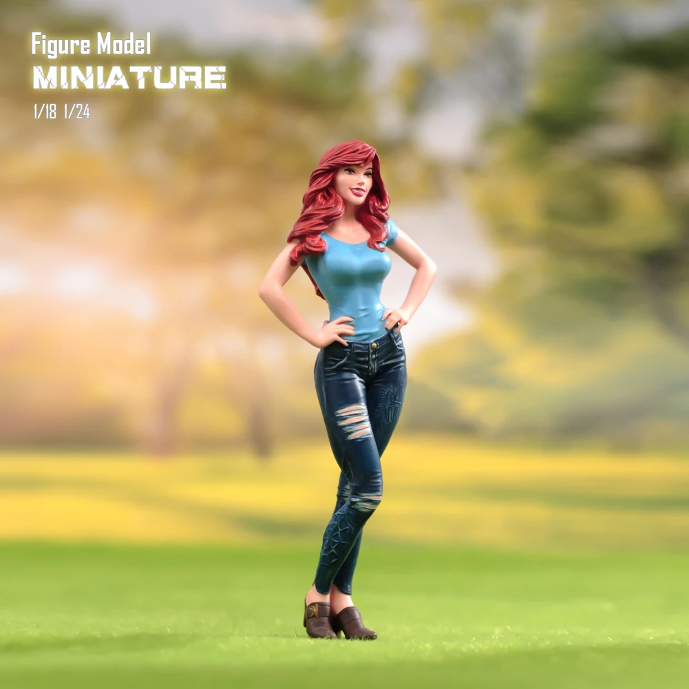 Painted Miniatures1/18 1/24 1/43 1/64 1/87 Women Who Pinch Their Waists To Take Photos Figure Model Toys View Decoration