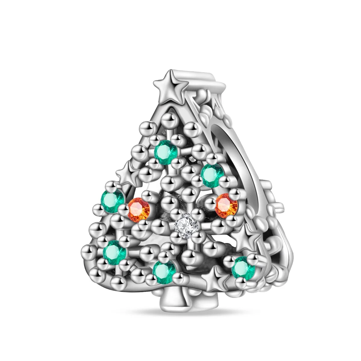 

Boutique 100% 925 Sterling Silver Colorful Zircon Christmas Tree Beads Charm Fits Pandora Bracelet For Family Jewelry Gift