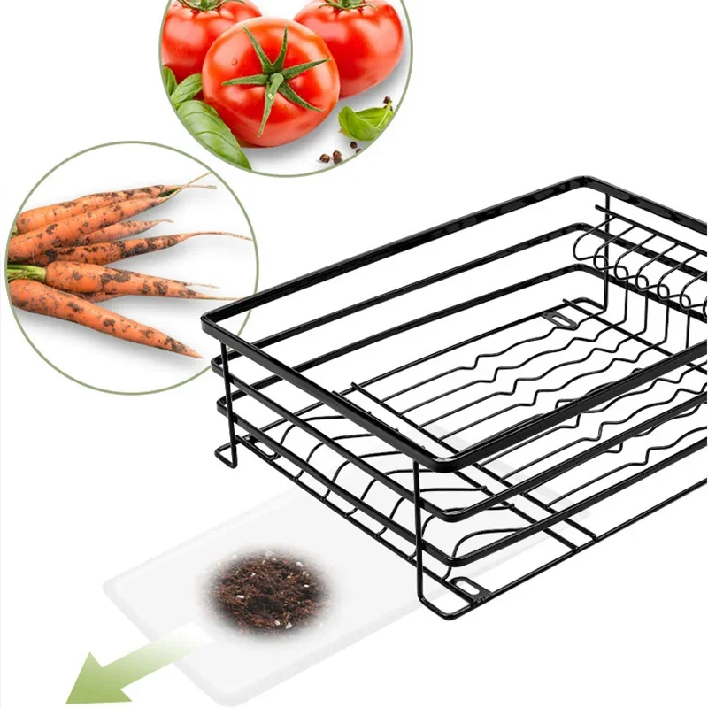 

Kitchen cabinets stainless steel damping drain dish basket small size double drawer seasoning bottle fruit and vegetable basket