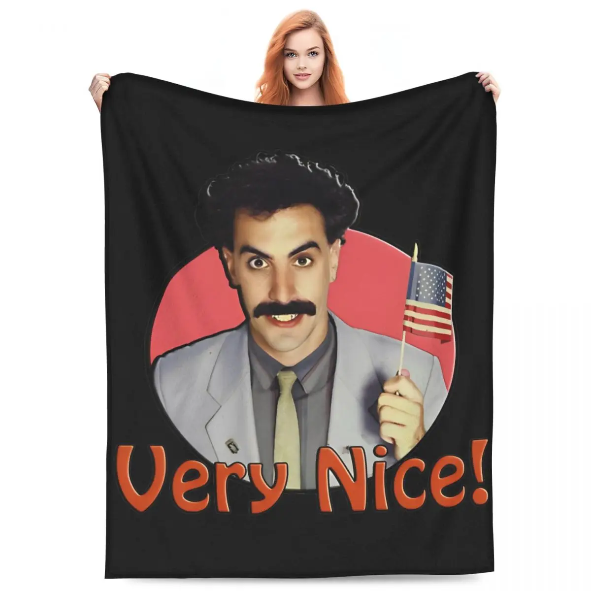 Comfort Borat Very Nice! Blanket Merch Sofa Decorative Funny Movie Throw Blankets Super Warm Flannel for Office