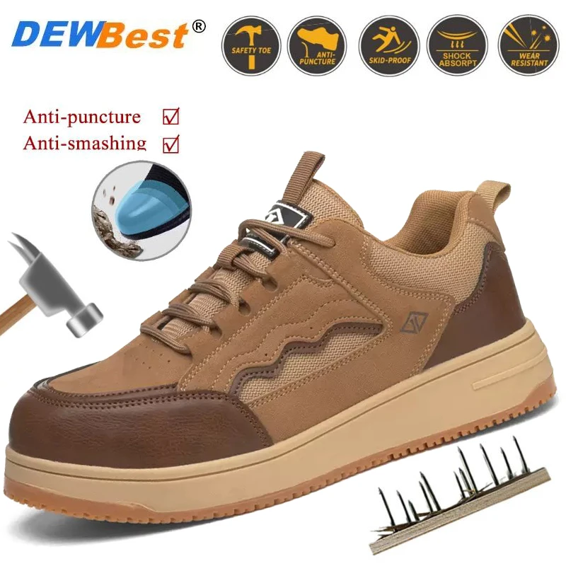 Low-Top Men's Impact-Resistant, Puncture-Resistant, Steel-Toe, Lightweight, Comfortable, Durable, and Safe Work Shoes