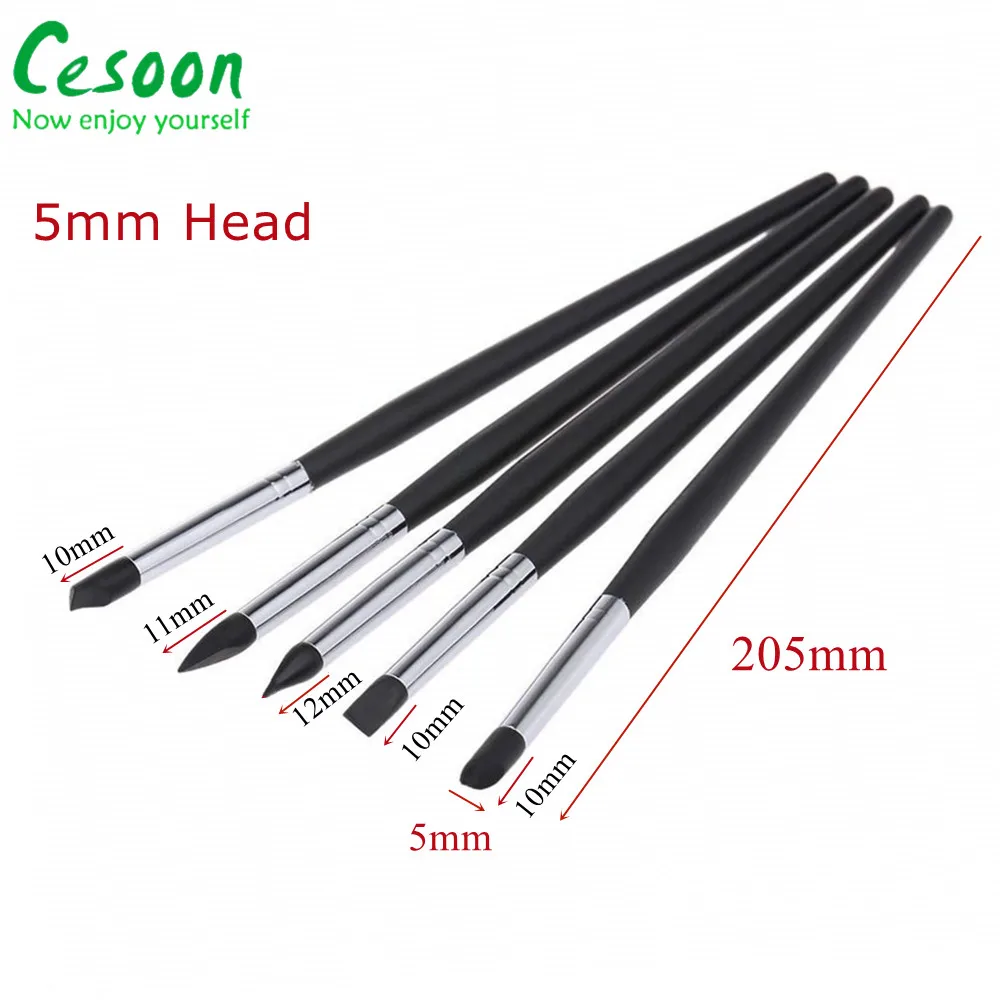 5Pcs Dental Resin Brush Pens Silicone Nails Art Brushes Dentistry Composite Cement Porcelain Teeth Tool Shaping Line DIY Drawing