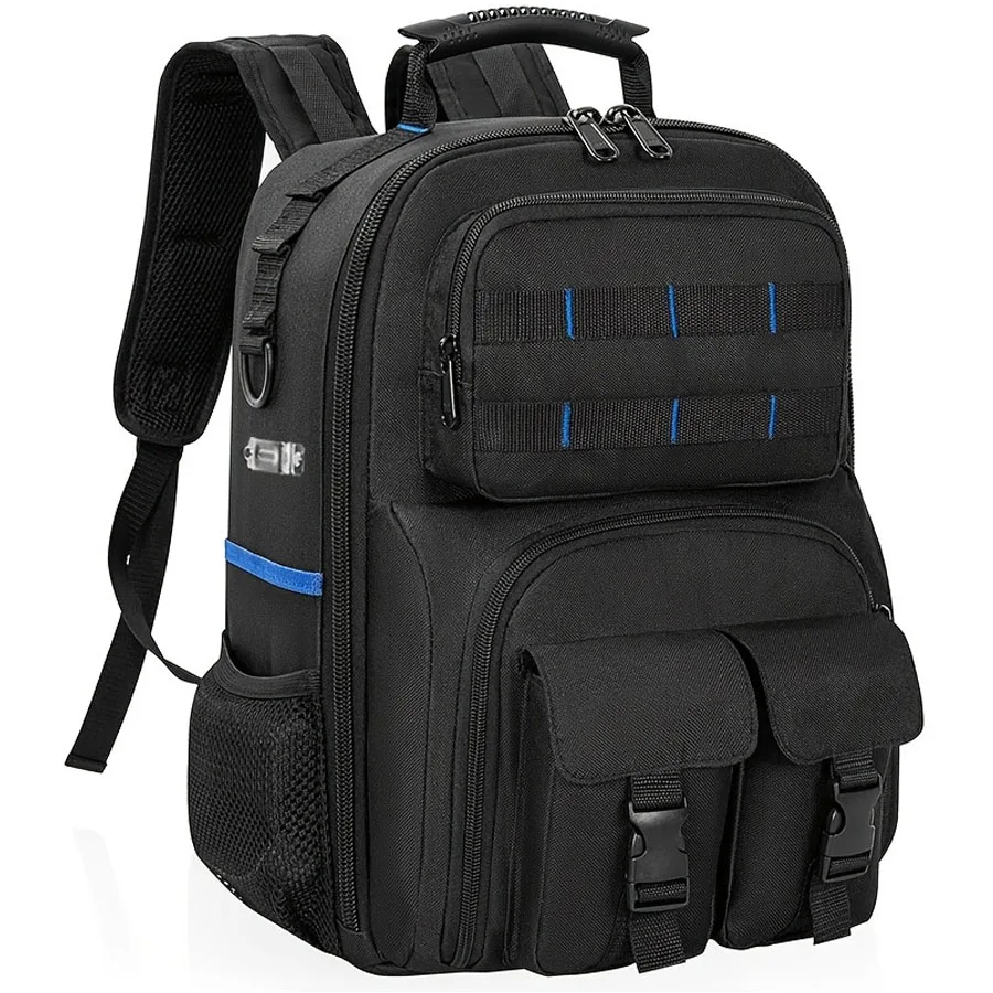 Heavy Duty Electrician Tool Backpack with Detachable Storage Bag Padded Hardware Kit for Plumbers And Home Improvement