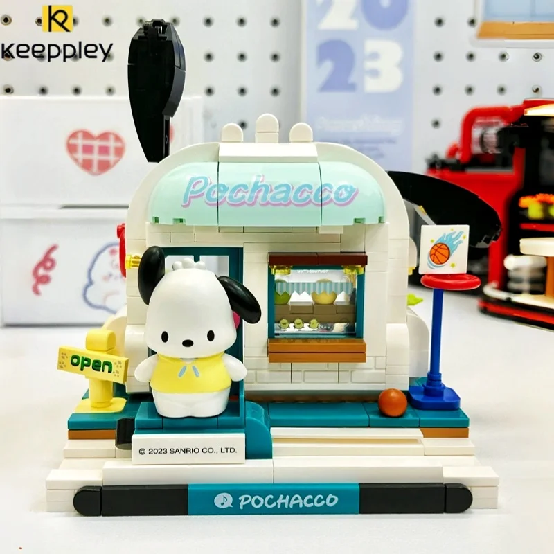 Keeppley Sanrio Building Blocks Pochacco House Architectural Model Cute Cartoon Decoration Puzzle Assembly Ornament Gift