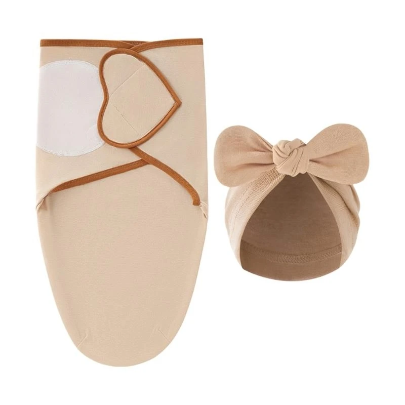 

R6FD 2PCS Kickproof Trab Полотенце Bownot Turban Hat Новорожденные пеленки хлопковые кепки и ребенок, получающий одеяло головную
