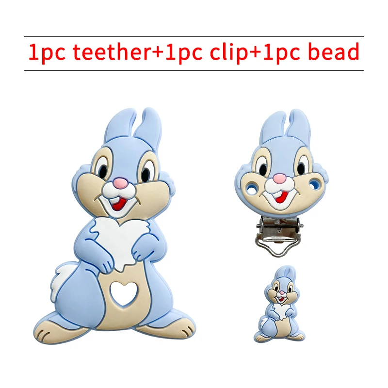 3-teiliges Set Silikon-Cartoon-Beißring Nippelclip-Perlen DIY Schnullerketten-Clips Perlen Geschenk Schmuckzubehör