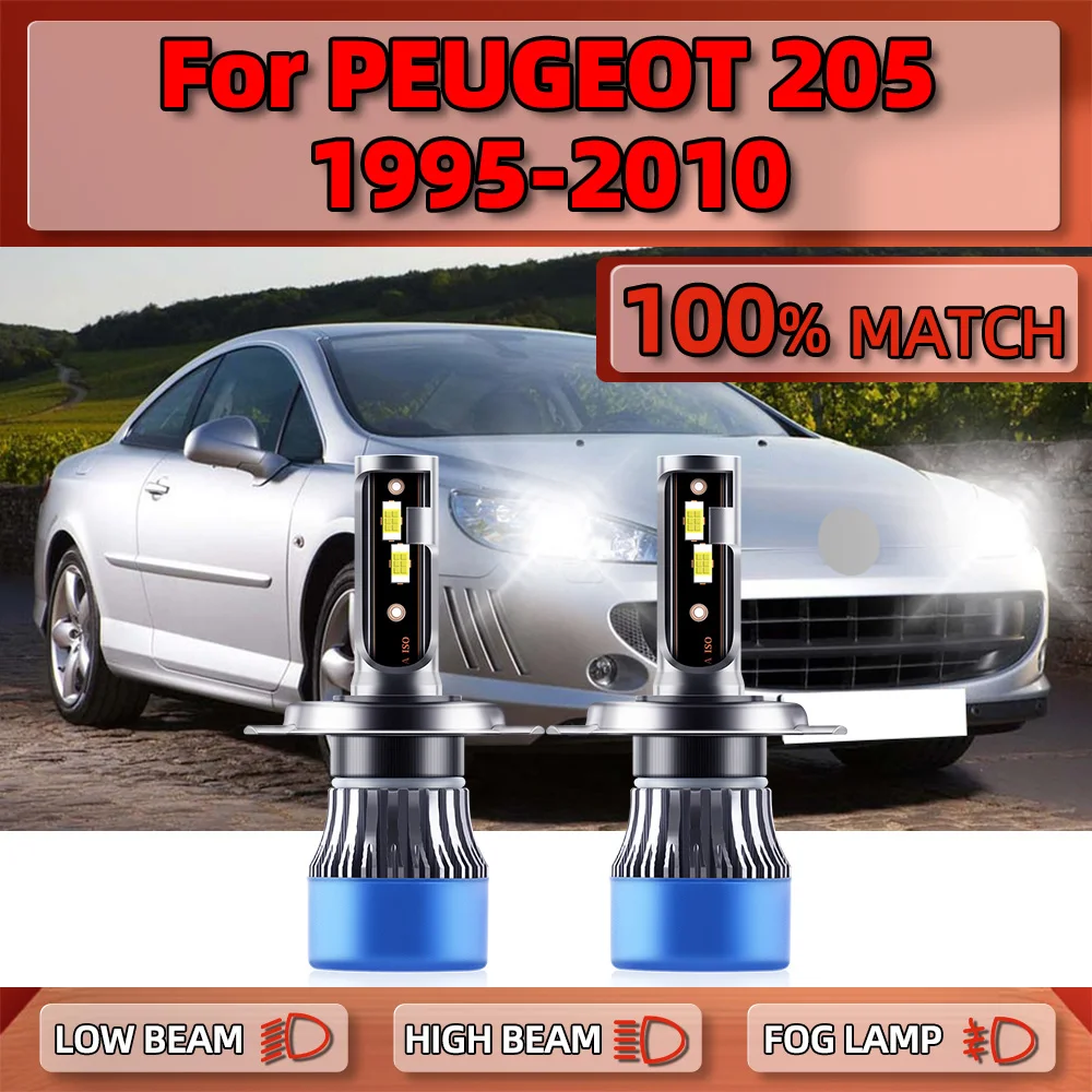 LED Headlight Bulbs With Fan Cooling 120W 20000LM Auto Headlamps 12V 6000K For PEUGEOT 205 1995-2005 2006 2007 2008 2009 2010