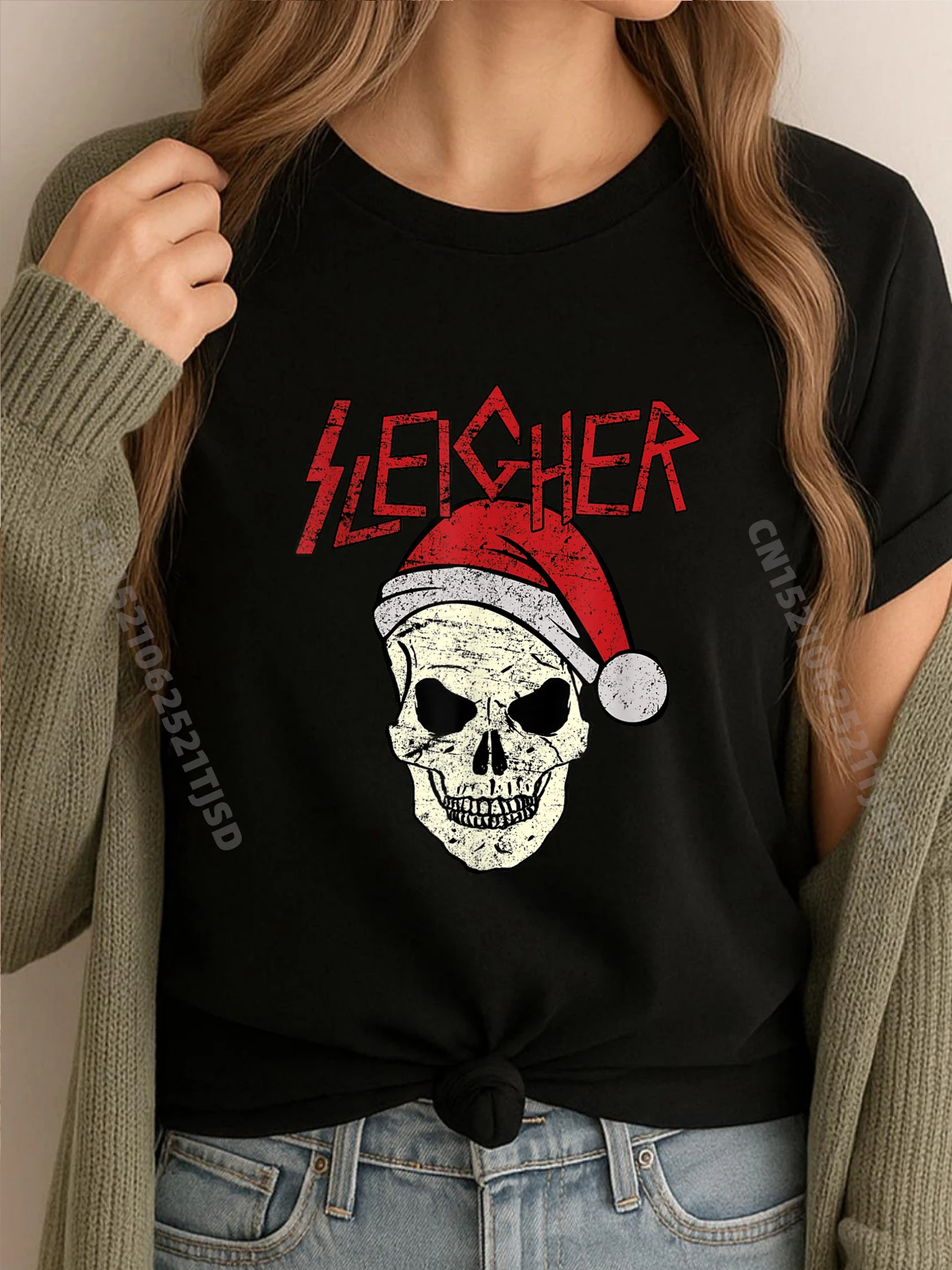 

Роскошная футболка Sleigher с рождественским черепом Camisetas, потертая футболка в стиле ретро, День матери