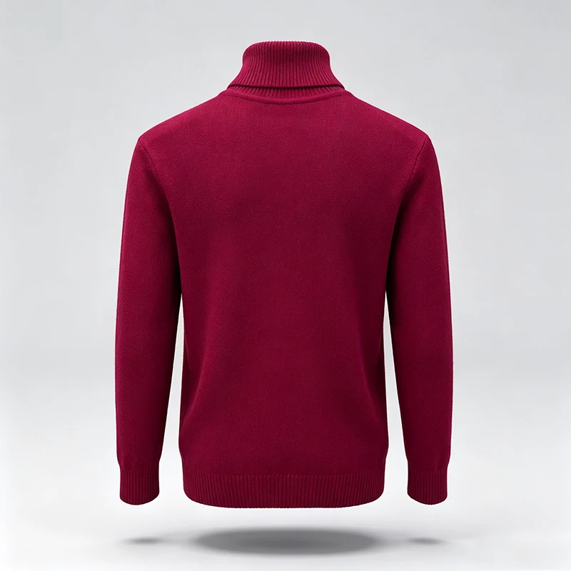 Herren-Strickpullover mit Rollkragen, langen Ärmeln und geripptem Saum und Bündchen, ideal für den urbanen Alltag, den Stadtpendelverkehr, die Freizeit und die kalte Jahreszeit. – Detail 10
