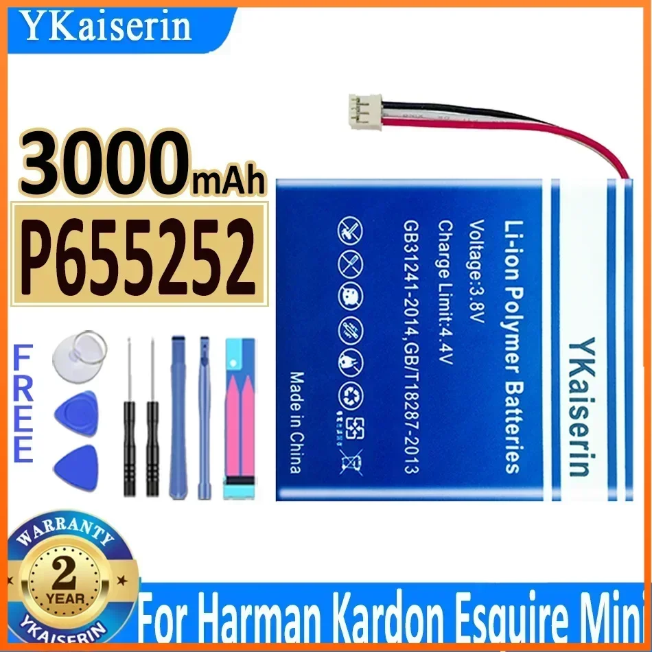 

YKaiserin 3000mAh P655252 Cell Phone Battery for Harman Kardon Esquire Mini Speaker Loudspeaker Portable Batteries+ Free Tools