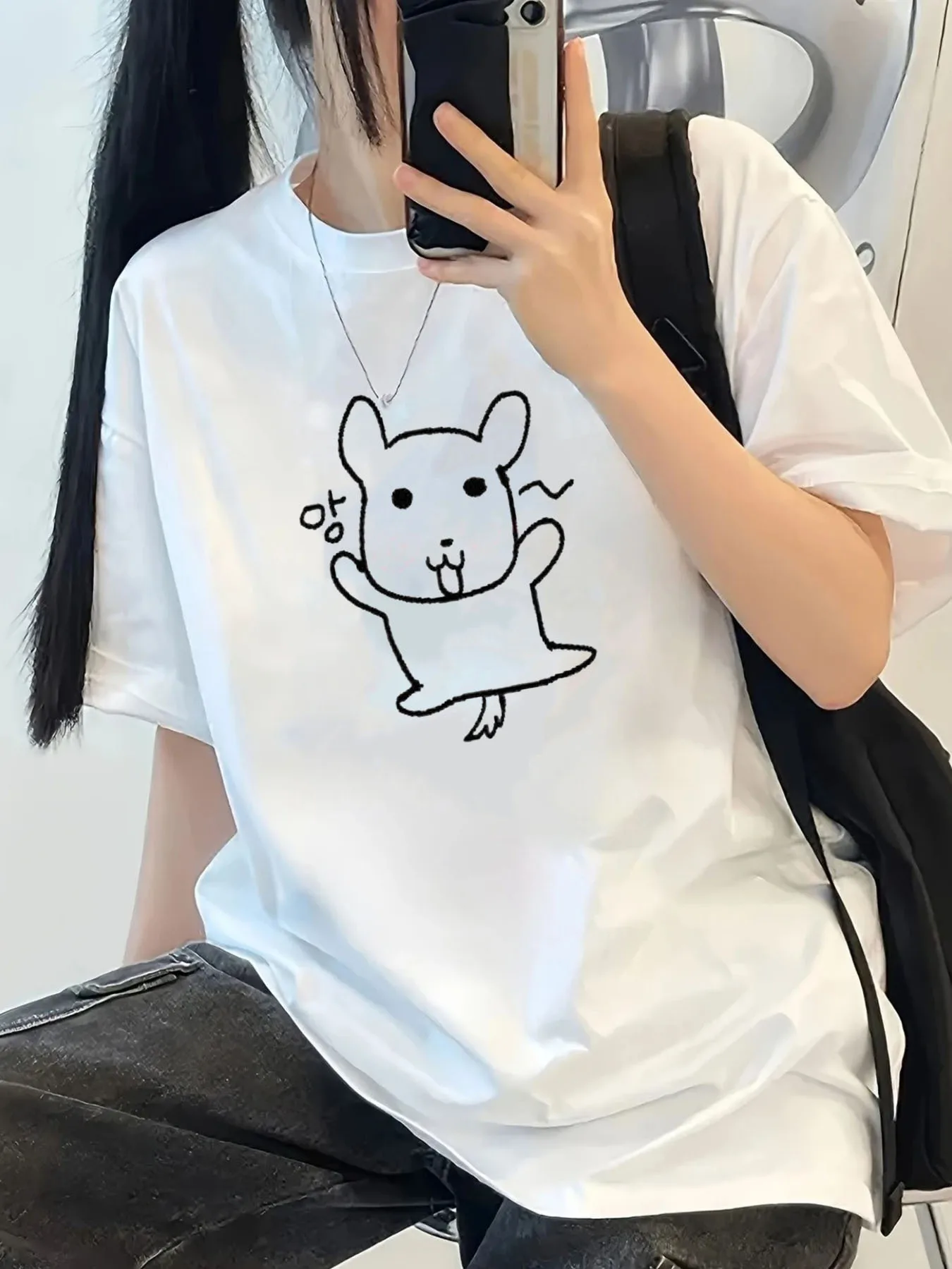Cartoon Printed Short-Sleeve T-Shirt Casual Made From Fabric A Perfect Choice for Summer Comfortable and Stylish for Women