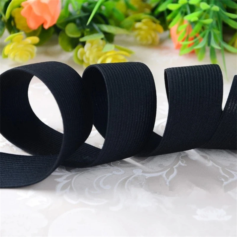 2/2,5/3cm Elastische Bänder Elastisches Band Hochelastischer Latex Gestrickt Schwarz und Weiß DIY Nähzubehör Gummiband – Detail 4