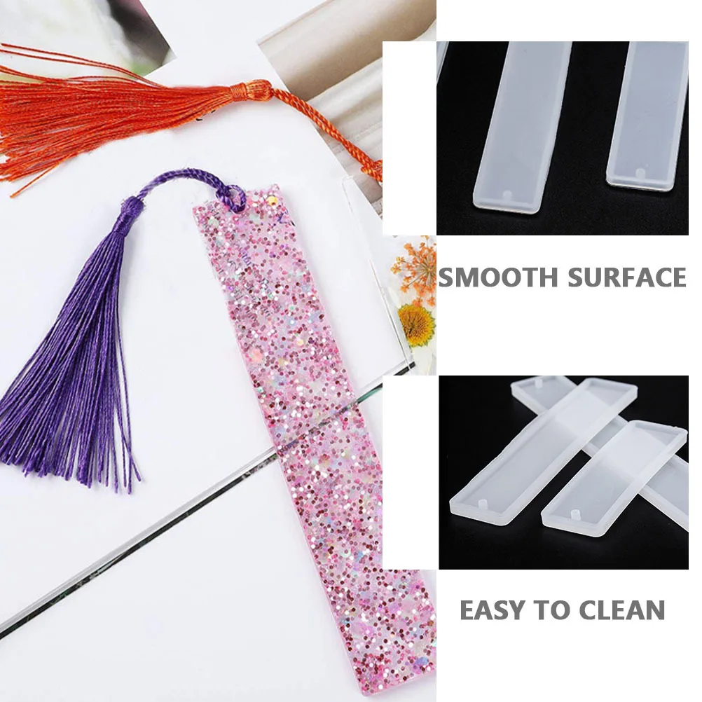 

1 Set Of Bookmarks Molds Kit Tassel Included Non-Stick Silicone Diy Craft Mold For Epoxy Resin Coloring Making Tool Rectangle