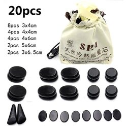 20pcs/set Hot Stone Massage Set Heater Box Relieve Stress Back Pain Health Care Lava Basalt okrągłe narzędzie do masażu kamienny masażer