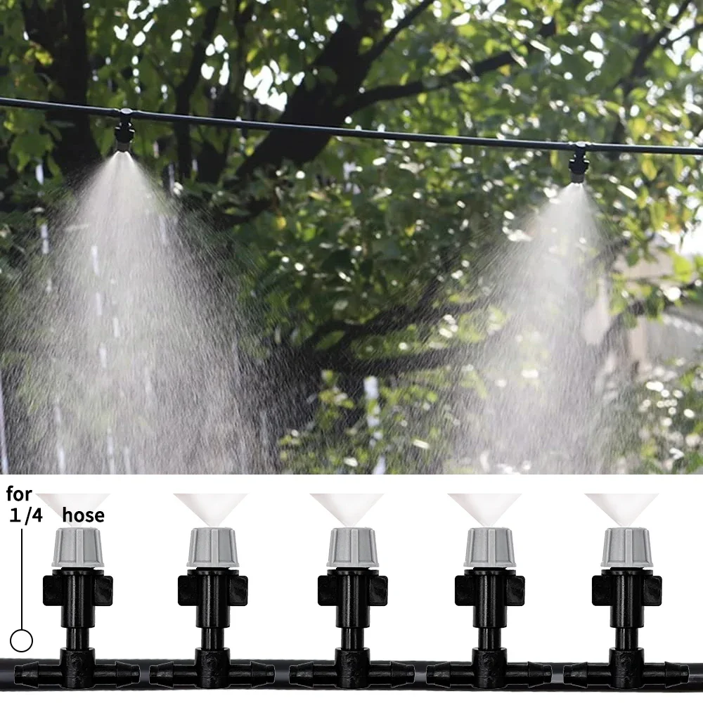 10-20M Automatic Watering Irrigation System with Portable Misting Fog Nozzles Garden Hose Spray Head Including 4/7mm Connector