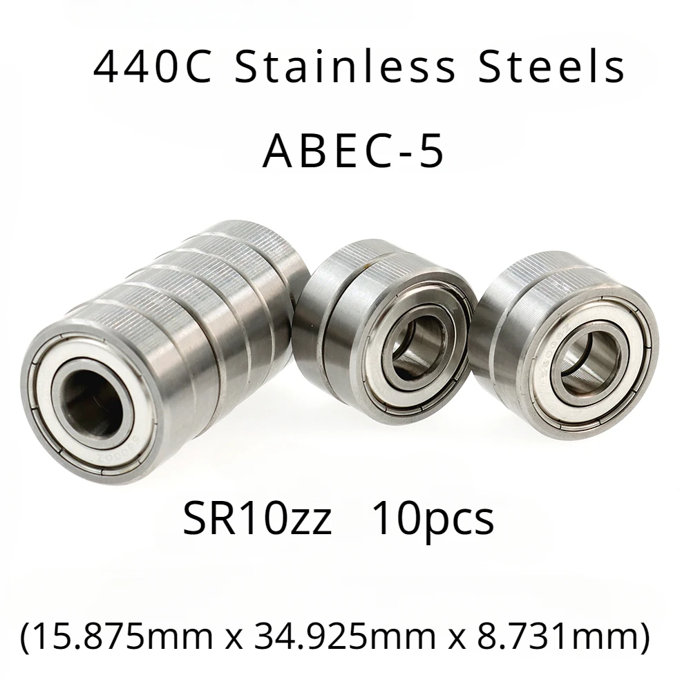 

Veekaft High Performance 440C Stainless Steel ABEC-5 Deep Groove Ball Bearings - SR10zz 15.875mmx34.925mmx8.731mm of 10pcs