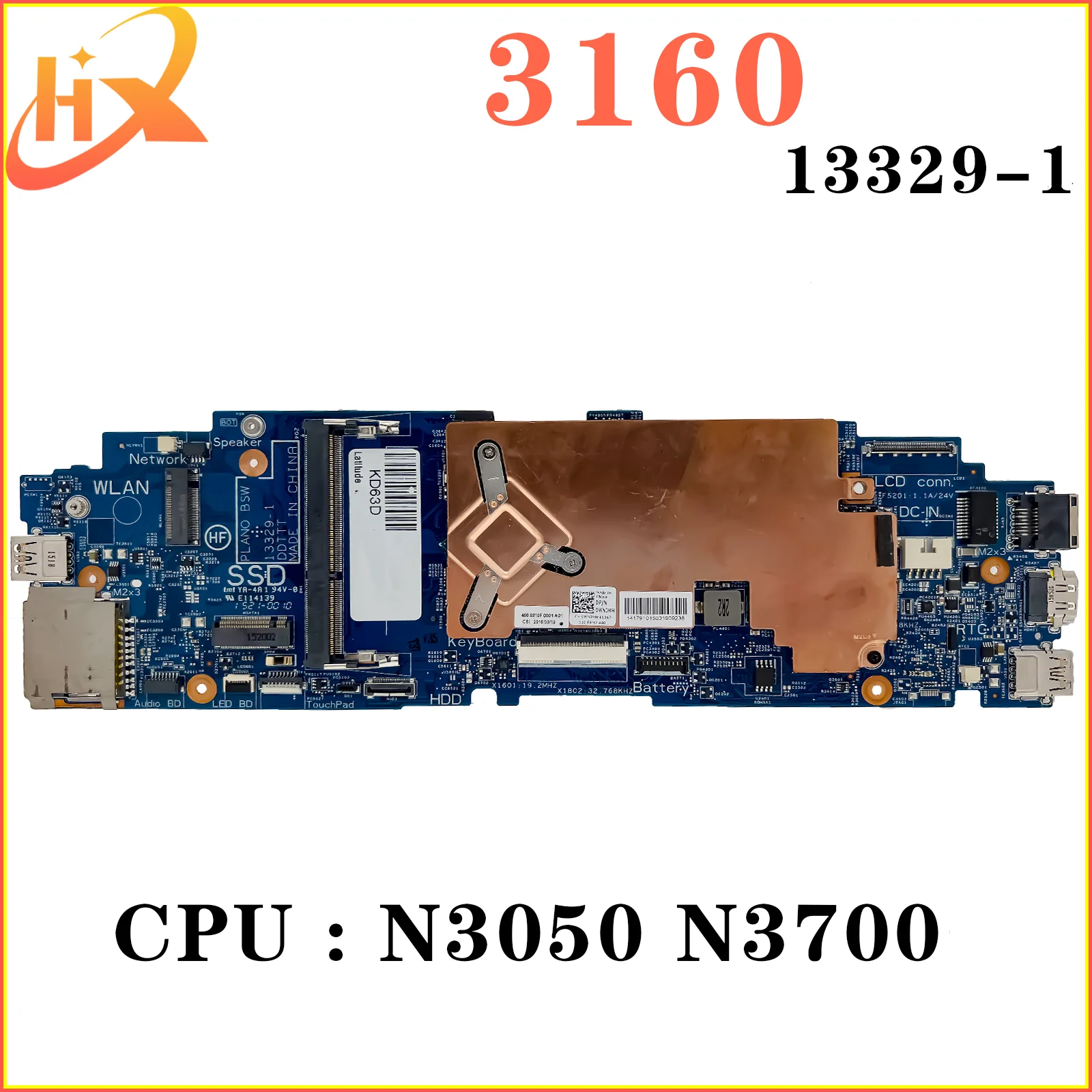 13329-1 Mainboard For Dell Latitude 11 3160 Laptop Motherboard CPU N3050 N3700 DDR3L