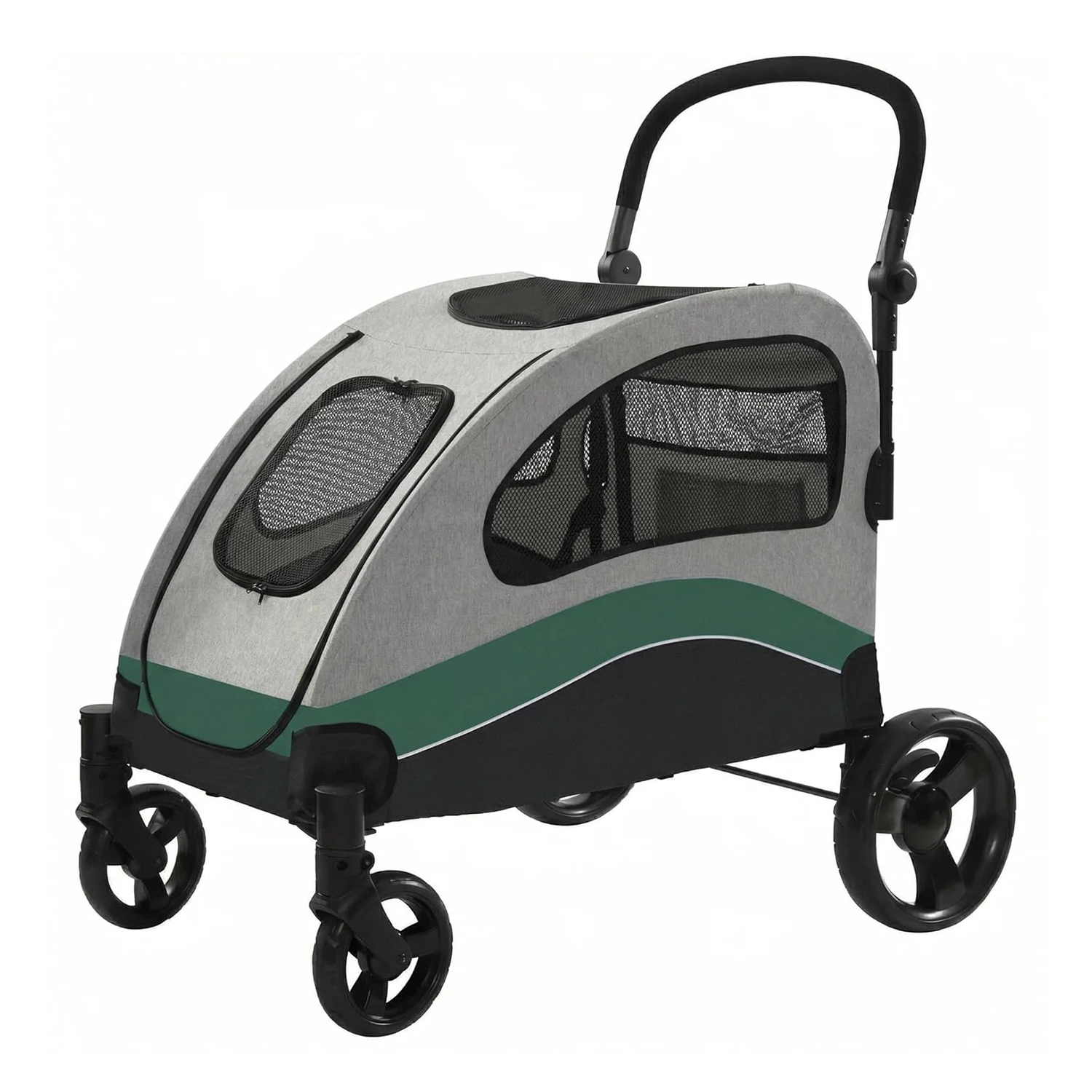 Hondenbuggy, hondenbox, opvouwbare kattenbuggy, 360 graden draaibaar °   Slijtvaste rubberen wielen, dierenwagen met ademend gaas