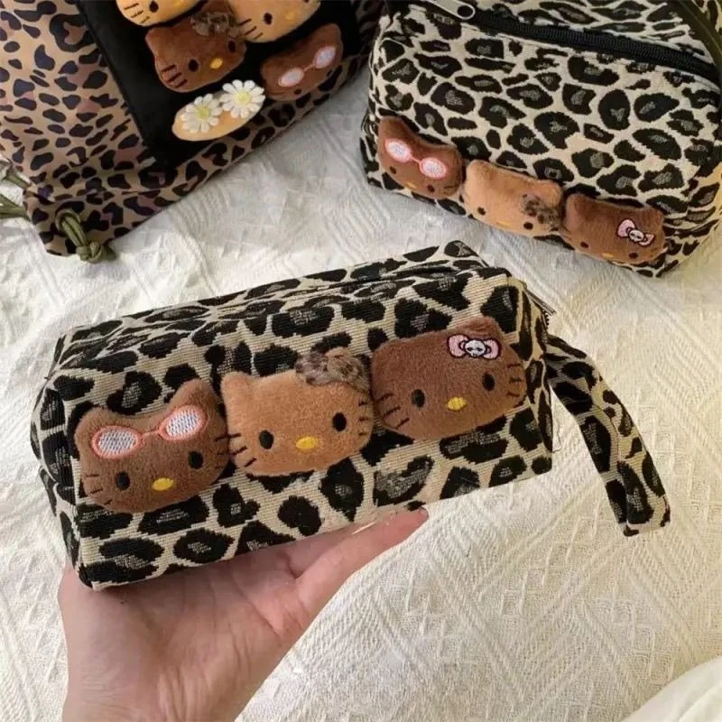 女の子のためのヒョウ柄のハンドバッグ,かわいいカワイイ,大容量の化粧品バッグ,ポータブルトイレタリー収納ポーチ,新しい,y2k,秋,冬