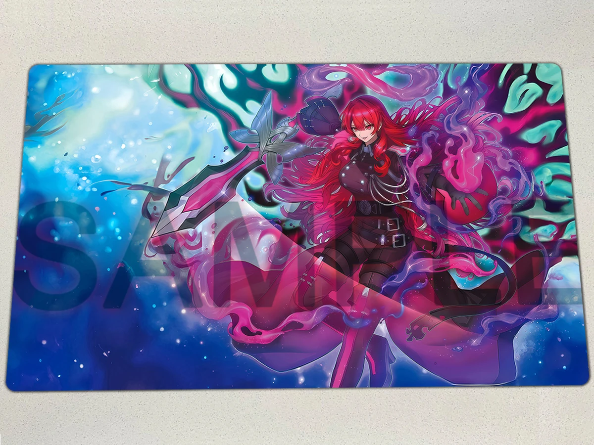 YuGiOh Playmat Exosister Karmael TCG CCG Mat Board Game Pad Trading Card Game Mat Rubber Mouse Pad Free Bag 600x350x2mm