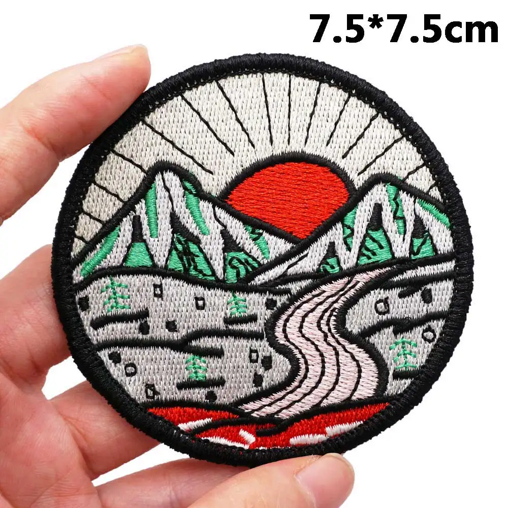 De Zee, Sterrenhemel, Zonsopgang En Zonsondergang, Bergen, Rivieren Landschap Geborduurde Patches Applique Naaien Met Haakrug