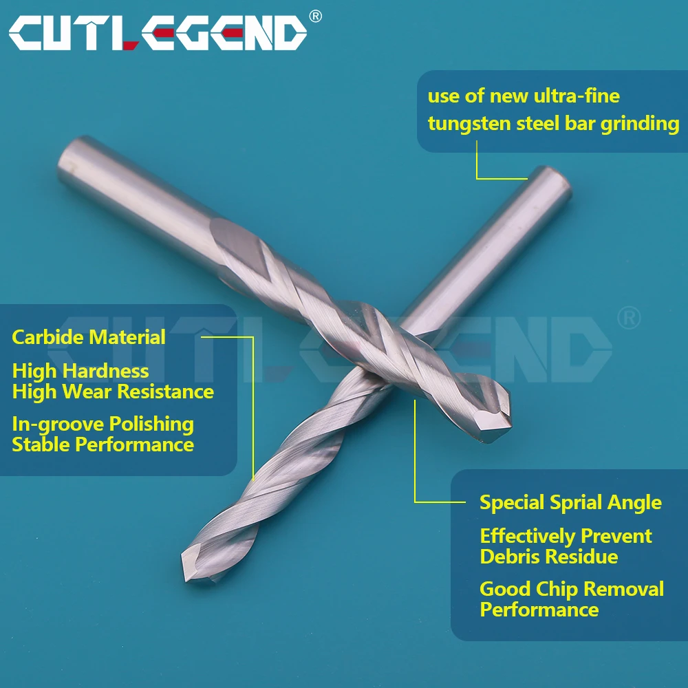 CUTLEGEND Carbide Drill Bit 0.5-20mm Micro Mini Twist Bits CNC Metal Hole Machining Tool for Aluminum Wood Steel D1=D2 Diameter