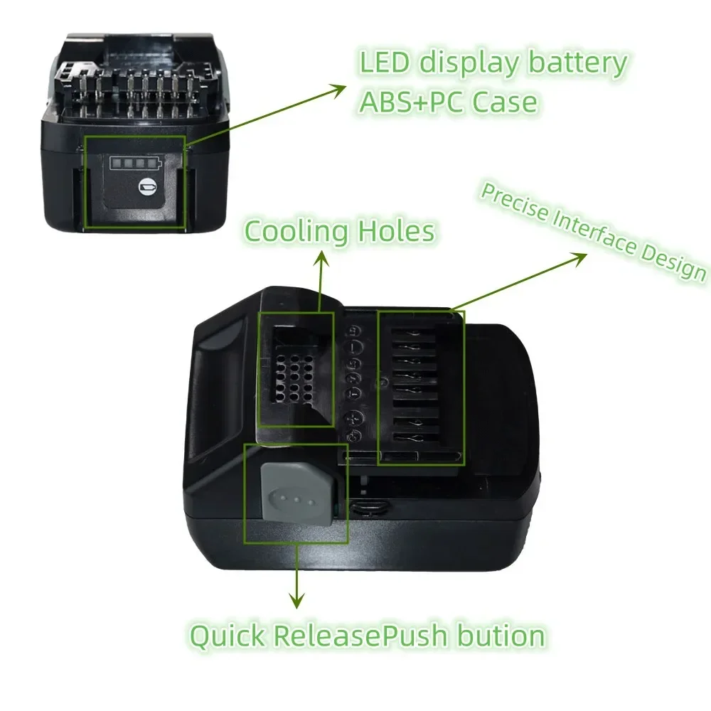 NEW 18V 6.0/8.0/10.0Ah Li-ion Battery For Hitachi Cordless Power Tools BSL1850 BSL1860 BCL1815 EBM1830 BSL1840 330139