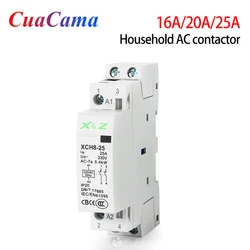 1PCS 2P Din Rail Modular Household Ac Contactor 16A/20A/25A 220V/230V 50/60HZ 1NO 1NC 2NO 2NC