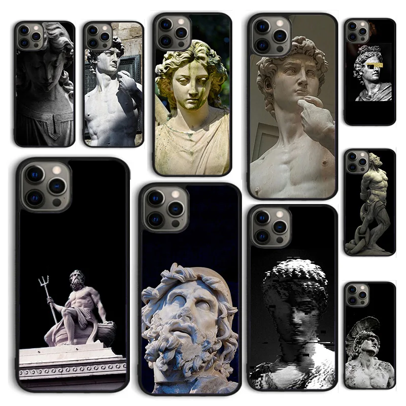 Autumu Greek God Statue Face Phone Case Cover for iPhone 16 15 12 mini 11 13 14 Pro Max SE 2020 Apple 6S 7 8 Plus Coque