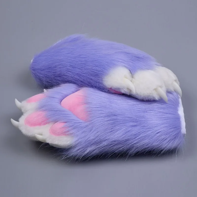 A pair Fursuit Paw Gloves Furry Cosplay Cute Animal Claws Nails Kig Kigurumi Cos Costume Props for Adults Kids 22 Colors