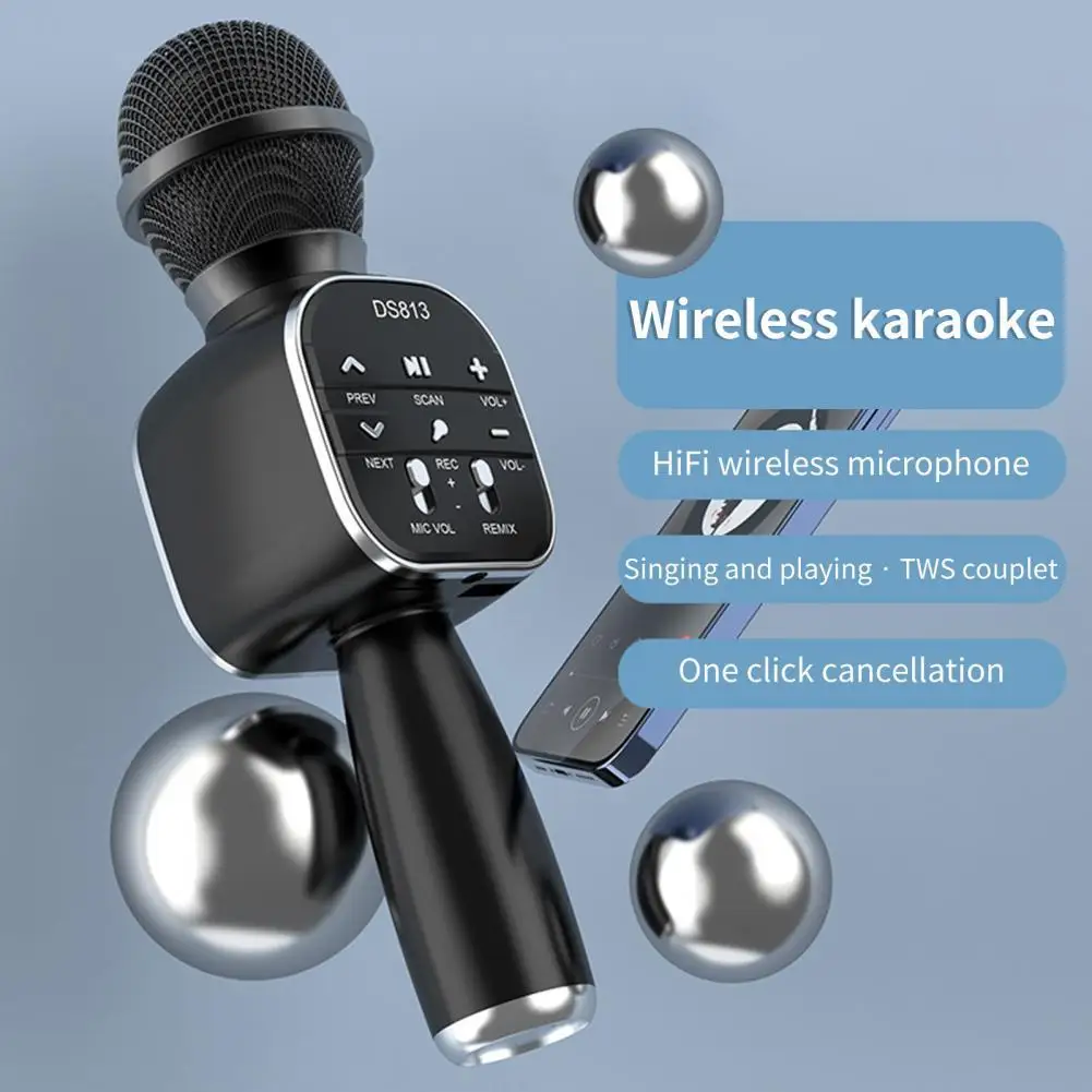 Karaoke Microphone for Kids Wireless Bluetooth Karaoke Microphone with LED Lights Portable Handheld Mic Speaker Great Gifts Toys