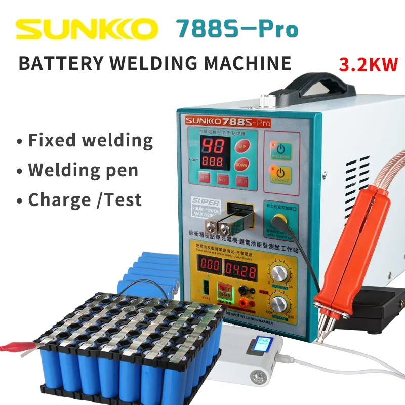 

788S-Pro 3.2KW High Power Upgraded 18650 Battery Spot Welding Machine Three Functions for Welding Soldering and Charging Test