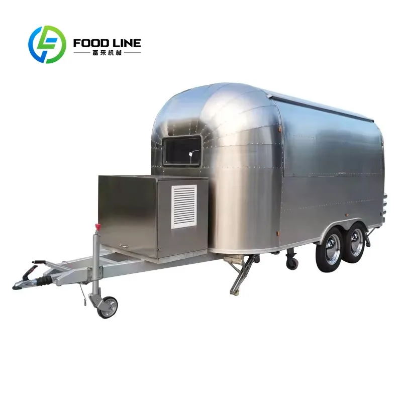 Customized Hot Sale Stainless Steel Bus Air Stream Food Truck - Outdoor Street Ice Cream Trailer for Europe