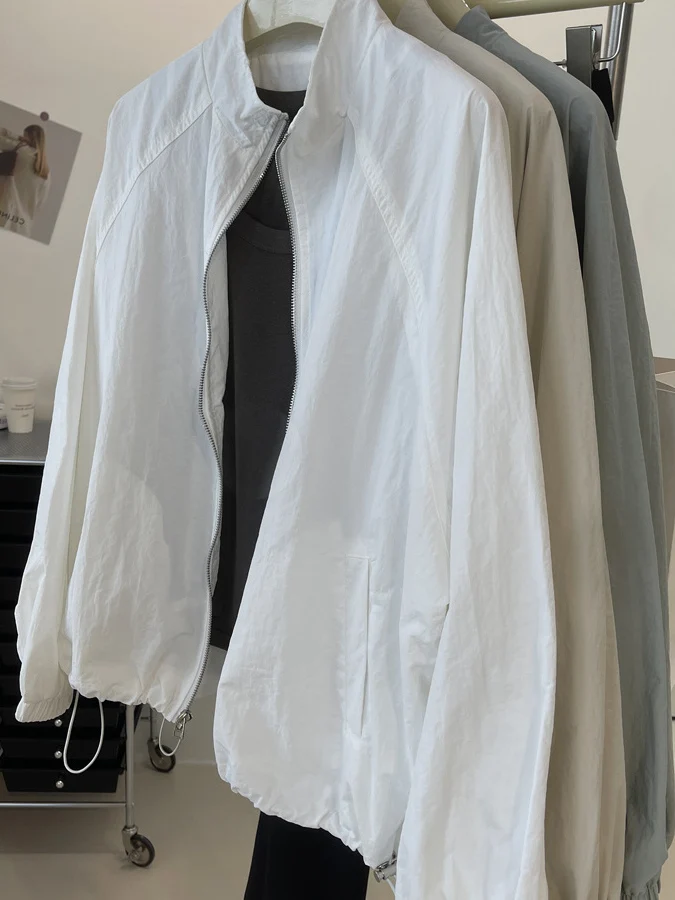 

plus Size Women's Open Cardigan Sun Protection Outerwear Loose Fit UV Protection Jacket Summer Style Stand Collar Long Sleeve