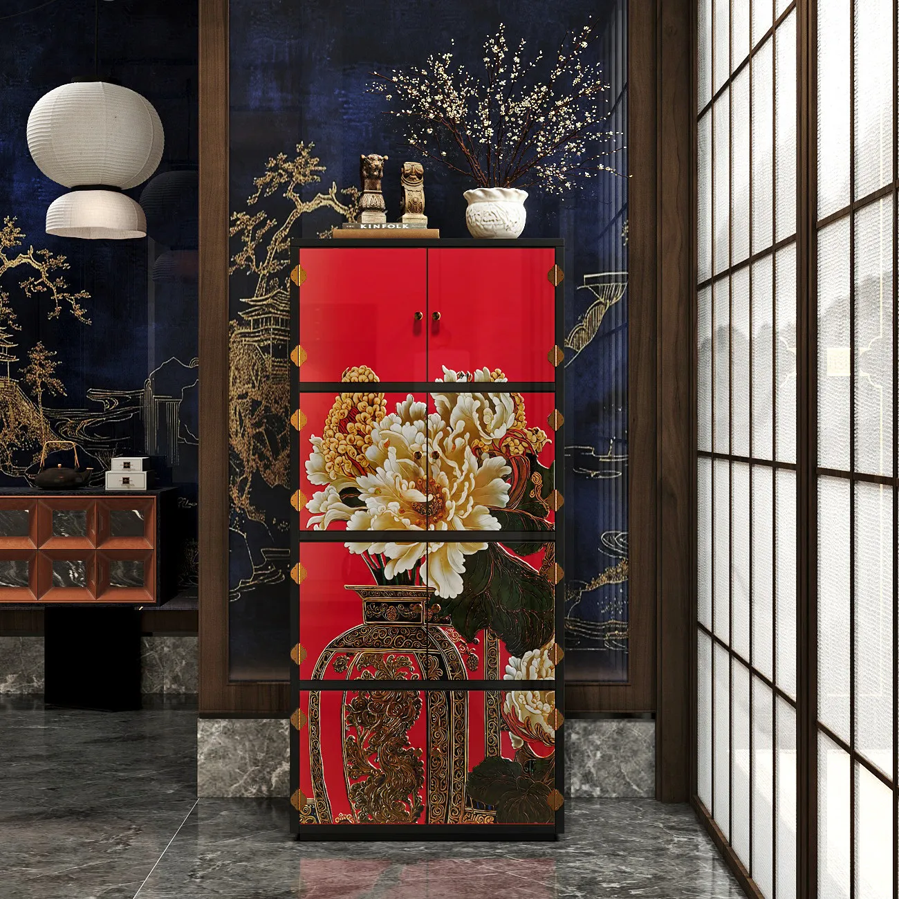 

Lacquer paint chest, natural lacquer furniture, living room, hotel, homestay storage, display locker